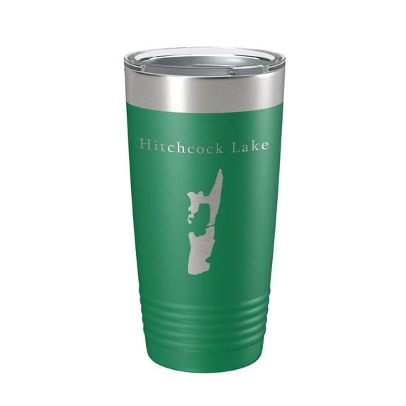 Hitchcock Lake Map Tumbler Travel Mug Insulated Laser Engraved Coffee Cup Connecticut 20 oz Green