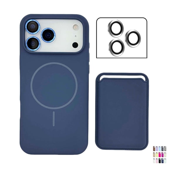 Allytechgroup for iPhone 17 Pro Max Magnetic Wallet Case with Credit Card Holder [Camera Lens Protector]  Compatible with MagSafe Shockproof Phone TPU & Hard Back Case, Darkblue