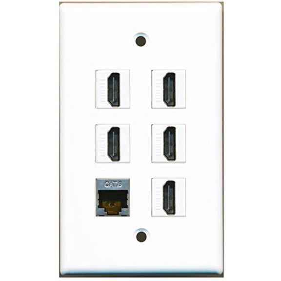 RiteAV - 5 HDMI 1 Port Shielded Cat6 Ethernet Wall Plate