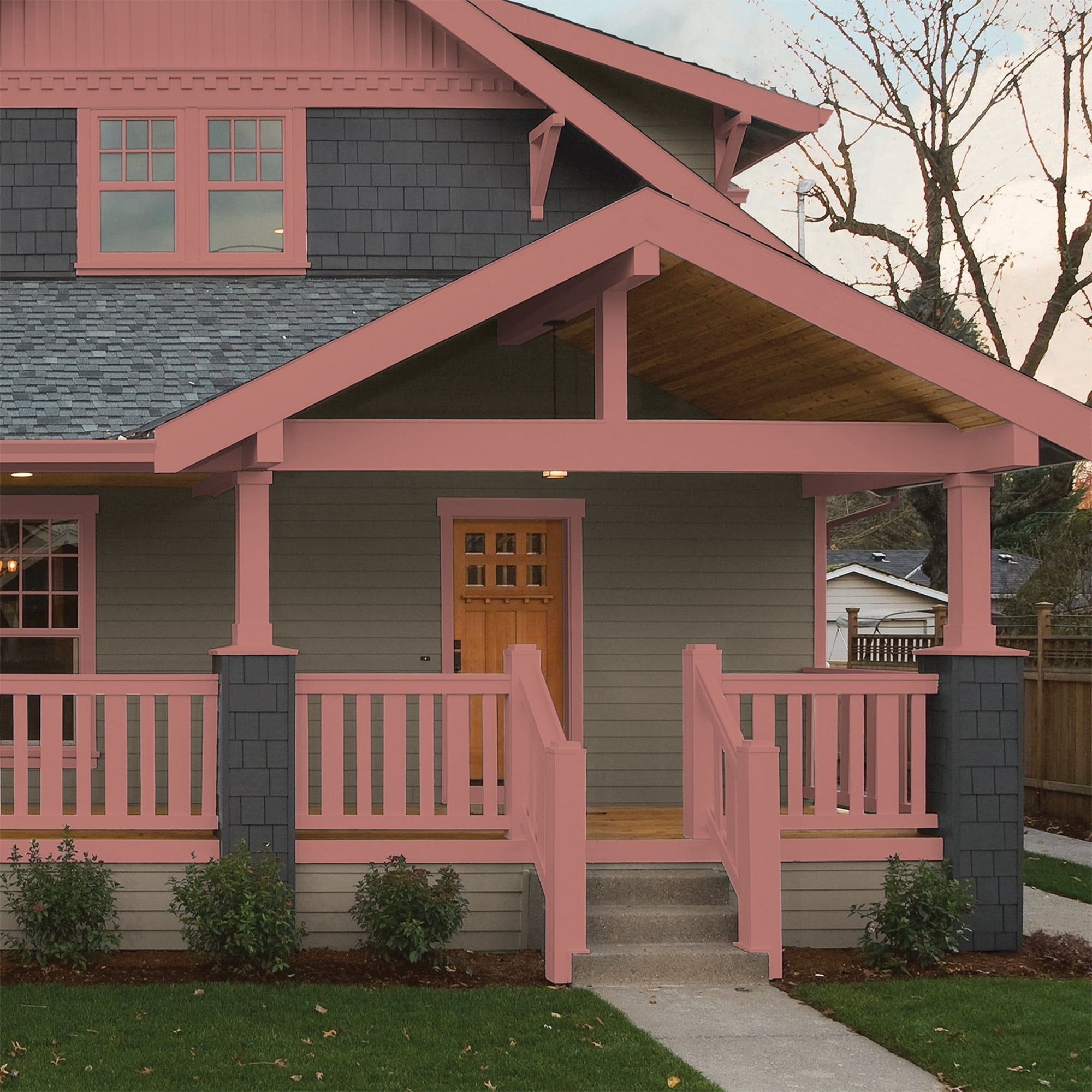 Glidden One Coat Earth Rose / Red Semi-Gloss Exterior Paint with Primer, 1 Gallon