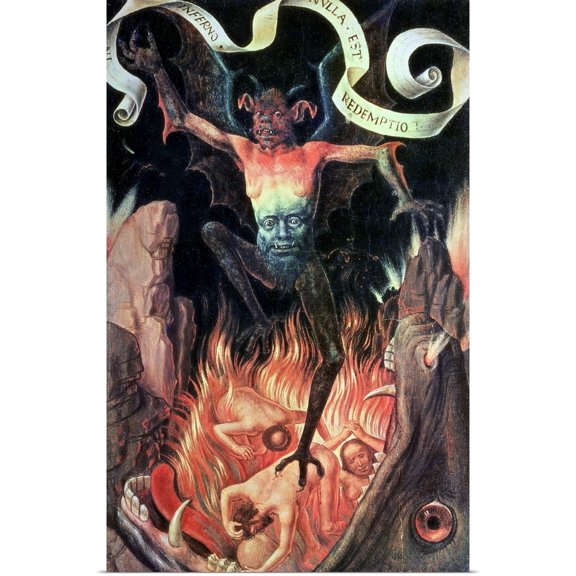 Great BIG Canvas | Rolled Hans Memling Poster Print entitled Hell, right hand panel from the Triptych of Earthly Vanity and Divine Salvation,