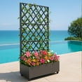 thumbnail image 6 of Home Metal Planter Box with Diamond Lattice Trellis - Galvanized Raised Garden Bed on Wheels for Climbing Plants and Vines, Black Finish, 6 of 8