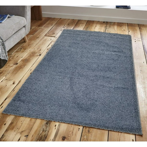 Solid Light Blue Shag Area Rug 5x7