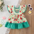 thumbnail image 5 of Cute Clothes for 𝐈𝐧fant Toddler Girls Fly Sleeve Strawberry Prints Ruffles Dress Dance Party Dresses Clothes, 5 of 9