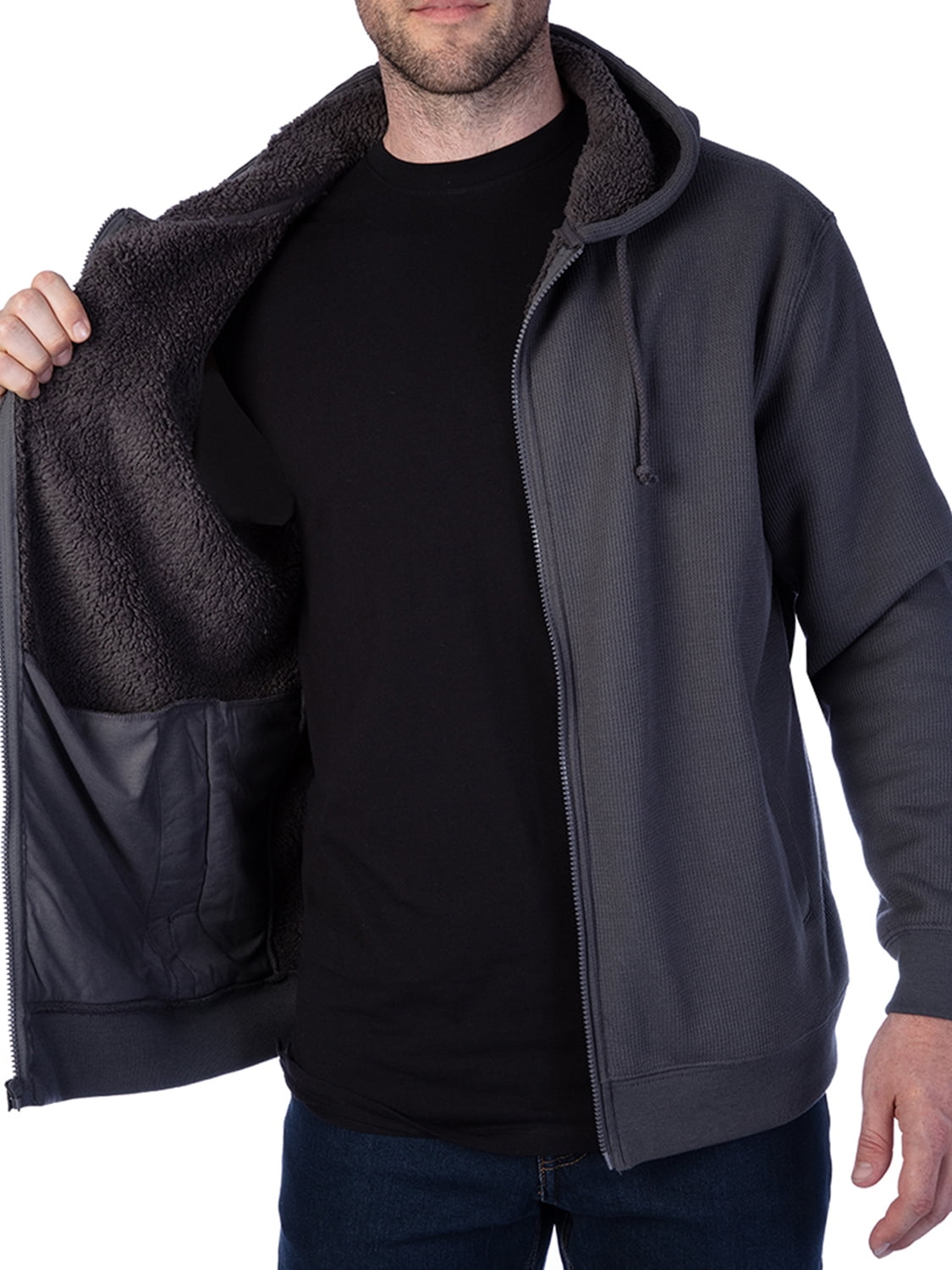 Sherpa-Bonded Thermal Knit Hooded 