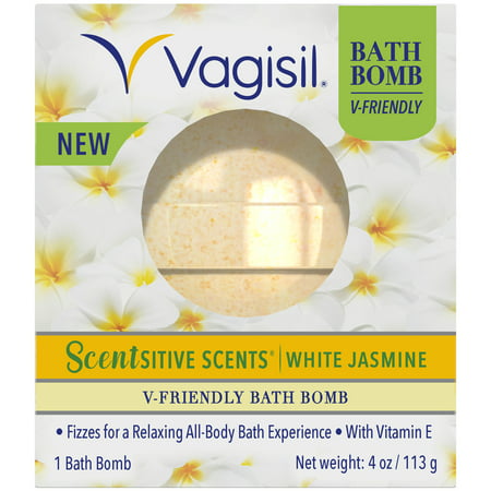 Vagisil Scentsitive Scents V-Friendly Bath Bomb, White Jasmine Scent, pH-Friendly for Sensitive Vaginal