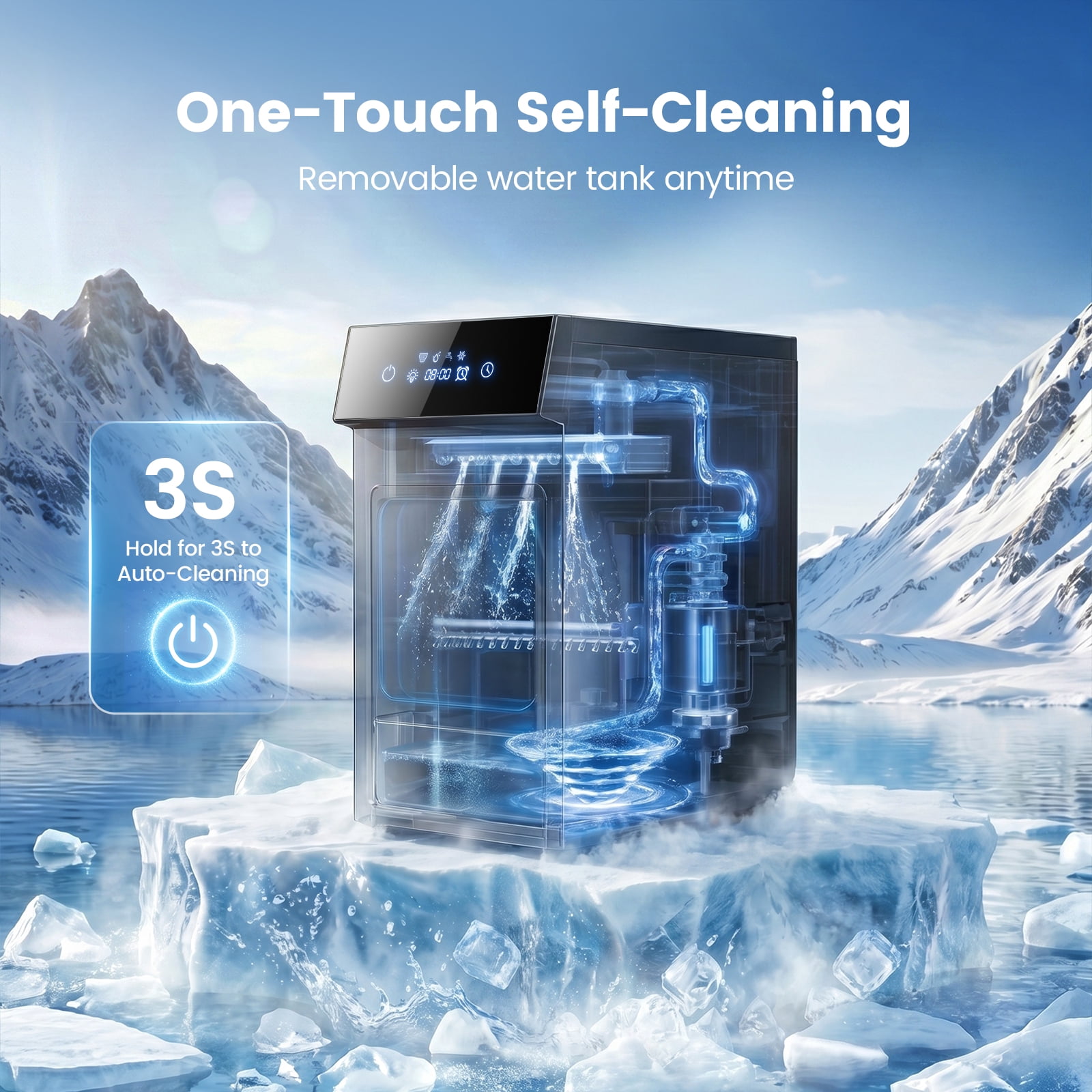 Patbrela Nugget Ice Maker, 40lbs/24H Chewable Pebble Nugget Ice Machine with Self-Cleaning, Touch Screen, for Home, Kitchen, Office, RV