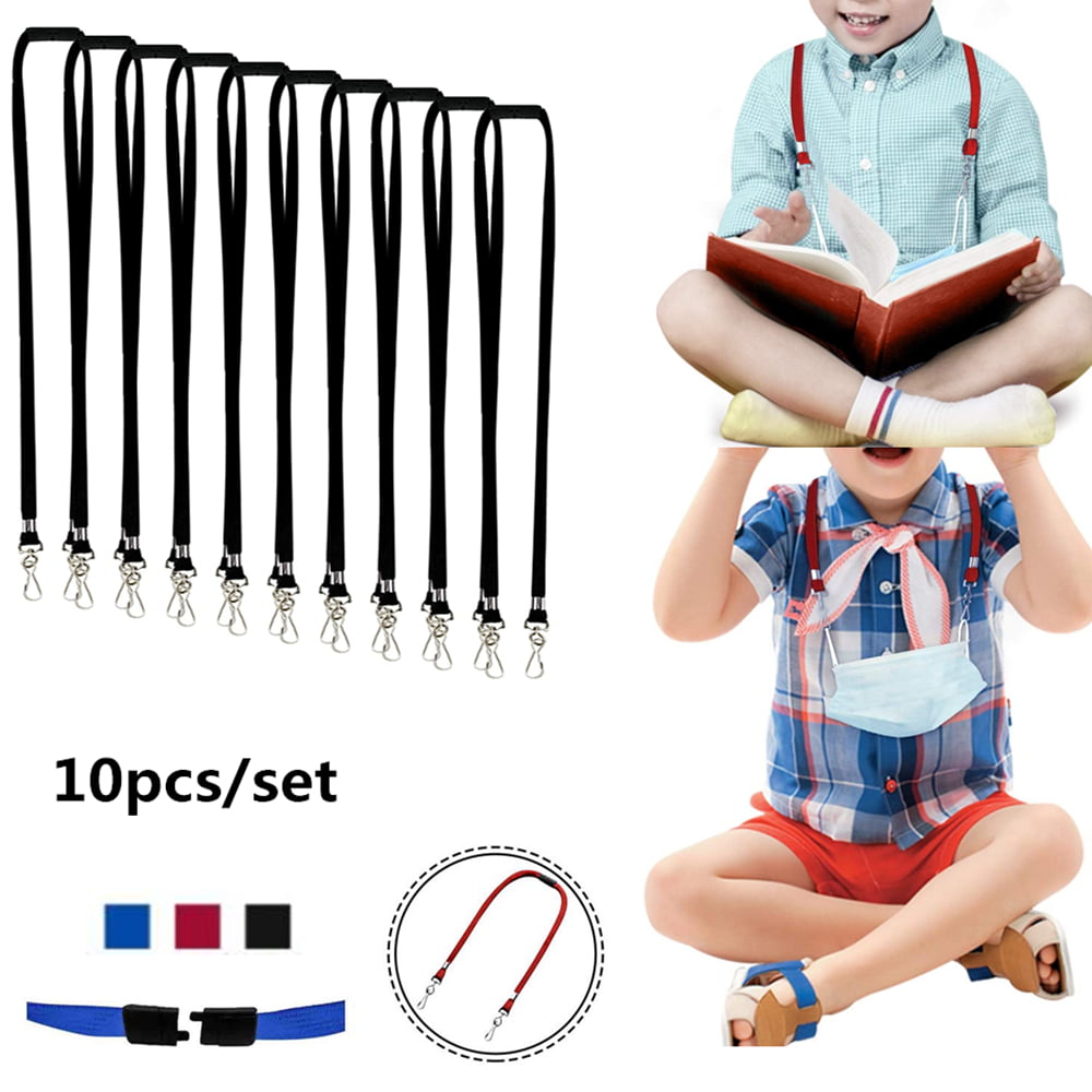 18 Length M Size Ear Saver Holder with Swivel J Clips for Child Size FaceMàscs 2pcs Kids/Adults Breakaway Lanyard 2pcs, Black Face Màsc Lanyards with Safety Breakaway Clasp