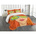 thumbnail image 3 of Ambesonne Hippie Quilted Bedspread Set 3 Pcs, Red Hair Girl Love Peace, King Size, Multicolor, 3 of 5