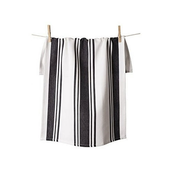 KAF Home Center Band Kitchen Towel, 100% Cotton, Super Absorbent, Oversized at 20" x 30", White with Black Stripes