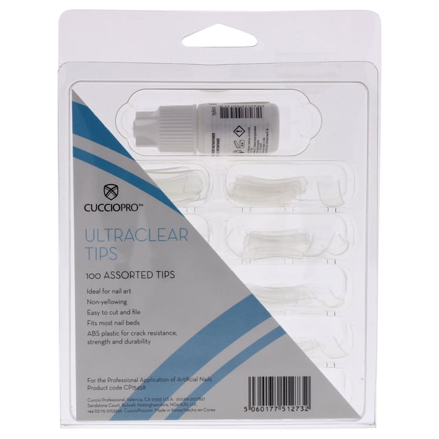 Uñas acrilicas Cuccio Pro Ultra Clear Tips Acrylic Nails Dama 100 Pc