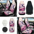 thumbnail image 2 of Jeiento Hummingbird 12 PCS with Bucket Seat Covers Steering Wheel Cover Seat Belt Pad Armrest Cover Pink Flower Garbage Bin Air Vent Pocket Rearview Mirror Cover Coasters Keychain Universal Fit, 2 of 5