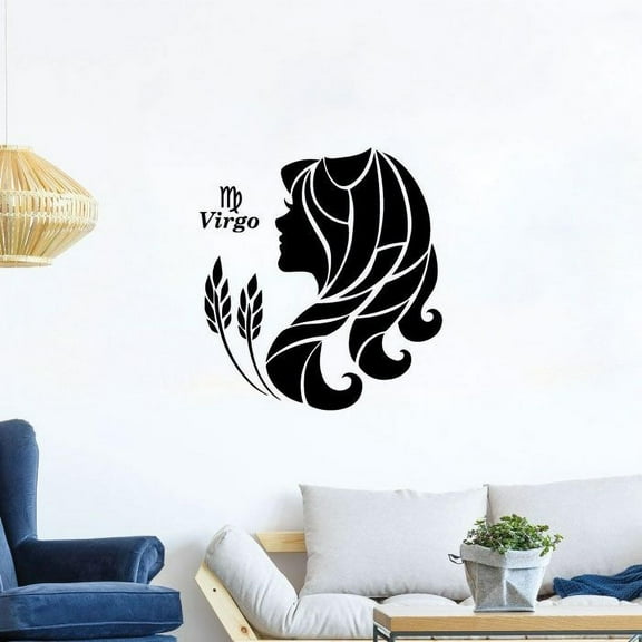 Virgo Maiden Symbol Silhouette Earth Sign Symbol Horoscope Astrological Chart Zodiac Sign Vinyl Wall Art Sticker Wall Decal For Home Room Wall Office Living Room Wall Decoration Decal Size(20x20 inch)