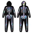 thumbnail image 4 of BOOMNY Halloween Womens Jumpsuit Gothic Hallowmas Skeleton Graphic Long Sleeve Hooded Pjs Jumpsuit Cozy Warm Loungewear Homewear, 4 of 4