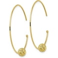 thumbnail image 2 of 14K Yellow Gold Wire Hoops Diamond-cut Bead Earrings - 34.9mm, 2 of 6
