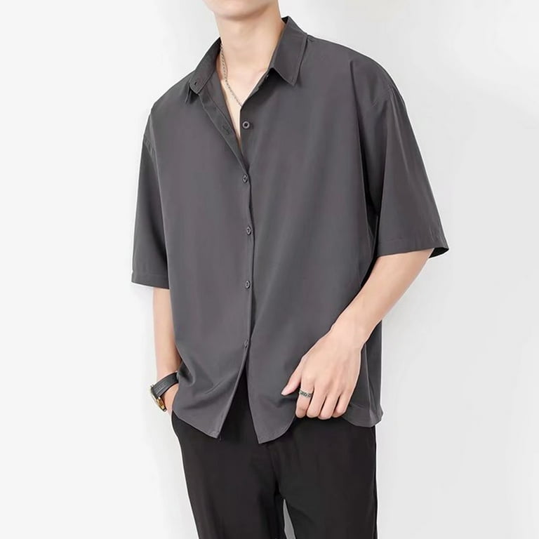 Mens Button Down Shirt Mens T Shirt Top Casual Top Button up with