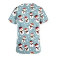 thumbnail image 3 of JINGWANGYHBD Womens Christmas Scrub Tops Cute Print Nurse Uniform V-neck Short Sleeve Shirts Cozy Loose Casual Top Vacation Working Uniforms, 3 of 5