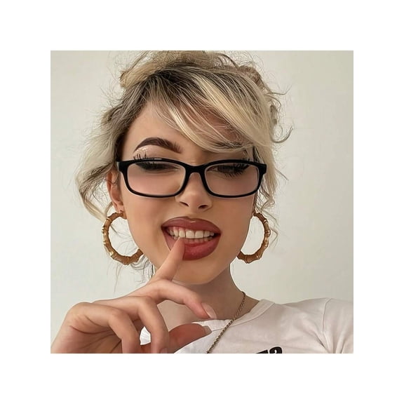 Women's Fashion Square Clear Lens Eyeglasses, Retro Rectangular Transparent Frame Glasses, Business Casual Non-Prescription Eyewear, Stylish Lightweight Decorative Frames for Her