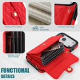 thumbnail image 6 of For Apple iPhone 17 Pro Max RFID Blocking Protective Purse Wallet Case Magnetic Flip Cover Multi-Card Slots Pocket With Detachable Shoulder Strap And Wrist Strap,Red,For iPhone 17 Pro Max, 6 of 8