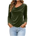 thumbnail image 4 of Tqcoqu Women's 2026 Velvet Cowl Neck Long Sleeve Blouse Elegant Dressy Top for Holiday Party Casual Outfits, 4 of 8