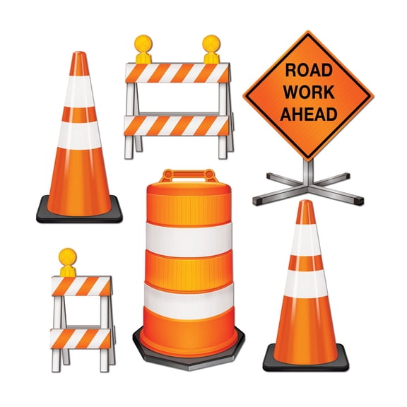 Home Decorations Party Supply Road Crew Cutouts 11"-18" (6 Count)