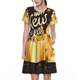 thumbnail image 1 of Fotbe Happy New Year 2025 Vestido Largo de Moda para Mujer, Vestido Tipo Camiseta con Manga Corta y Estilo Casual a Rayas y Bloques de Color, 1 of 6