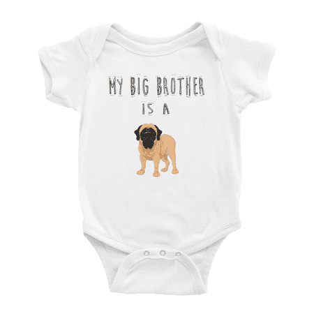 

My Big Brother Is A Mastiff Dog Funny Baby Bodysuit Boy Girl Unisex