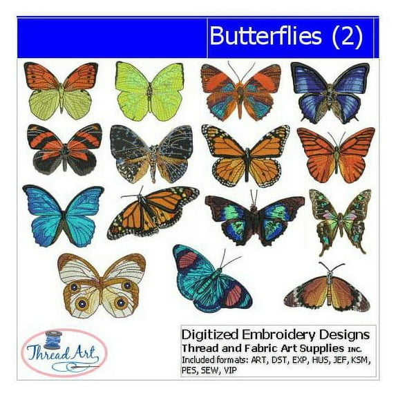 Butterflies(2) Embroidery Designs - All Popular Formats Included - Loaded on USB Stick