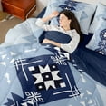 thumbnail image 4 of Manfei Ancient Aztec Theme Twin Bedding Sets 7pcs,Blue Geometric Geometric Bedding Comforter Set 7pcs,Boho bohemian Flower Sheet Sets,Microfiber Bedroom Decorative Reversible, 4 of 7