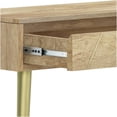 thumbnail image 5 of Console Table with Gold Inlay and Soft Close Drawers, Light Brown Mango Wood Sofa Table for Entryway, Living Room, 5 of 10