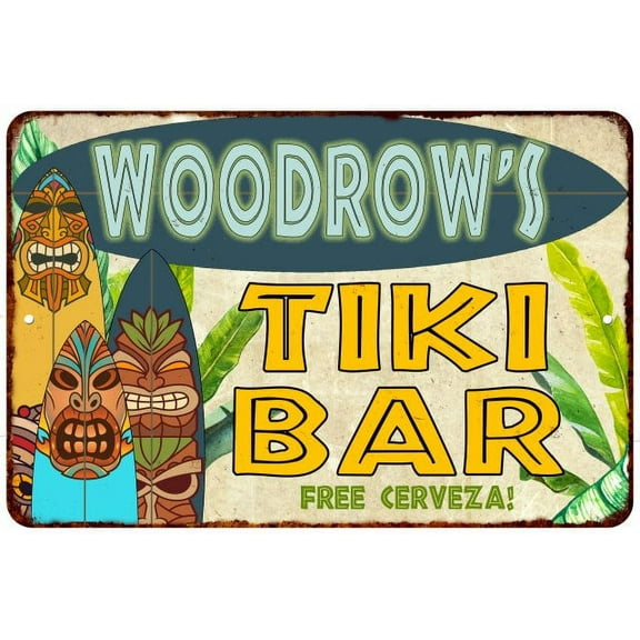 Woodrow's TIKI BAR Island Sign Metal Wall Decor 8 x 12 High Gloss Metal 208120058502