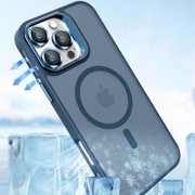 ShellTech for iPhone 15 Pro Max Magnetic Case Compatible with MagSafe,Military Grade Drop Protection Slim Translucent Matte Anti-Fingerprint Camera Ring Stand Shockproof Bumper Cover,Darkblue