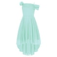 thumbnail image 3 of YiZYiF Kid Girl Off Shoulder Flower Girls Dress High Low Hem Wedding Birthday Party Dress Evening Light Green 6, 3 of 5