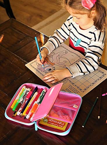 Pink Unicorn, Pencil Case Box Bag School Pen Pouch for Little Girls Boys Toddler Kids Preschool Kindergarten Elementary