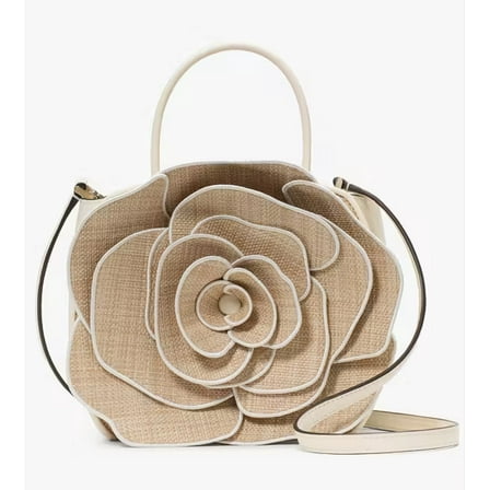 KATE SPADE FLORA ROSE STRAW CROSSBODY W/DUSTBAG