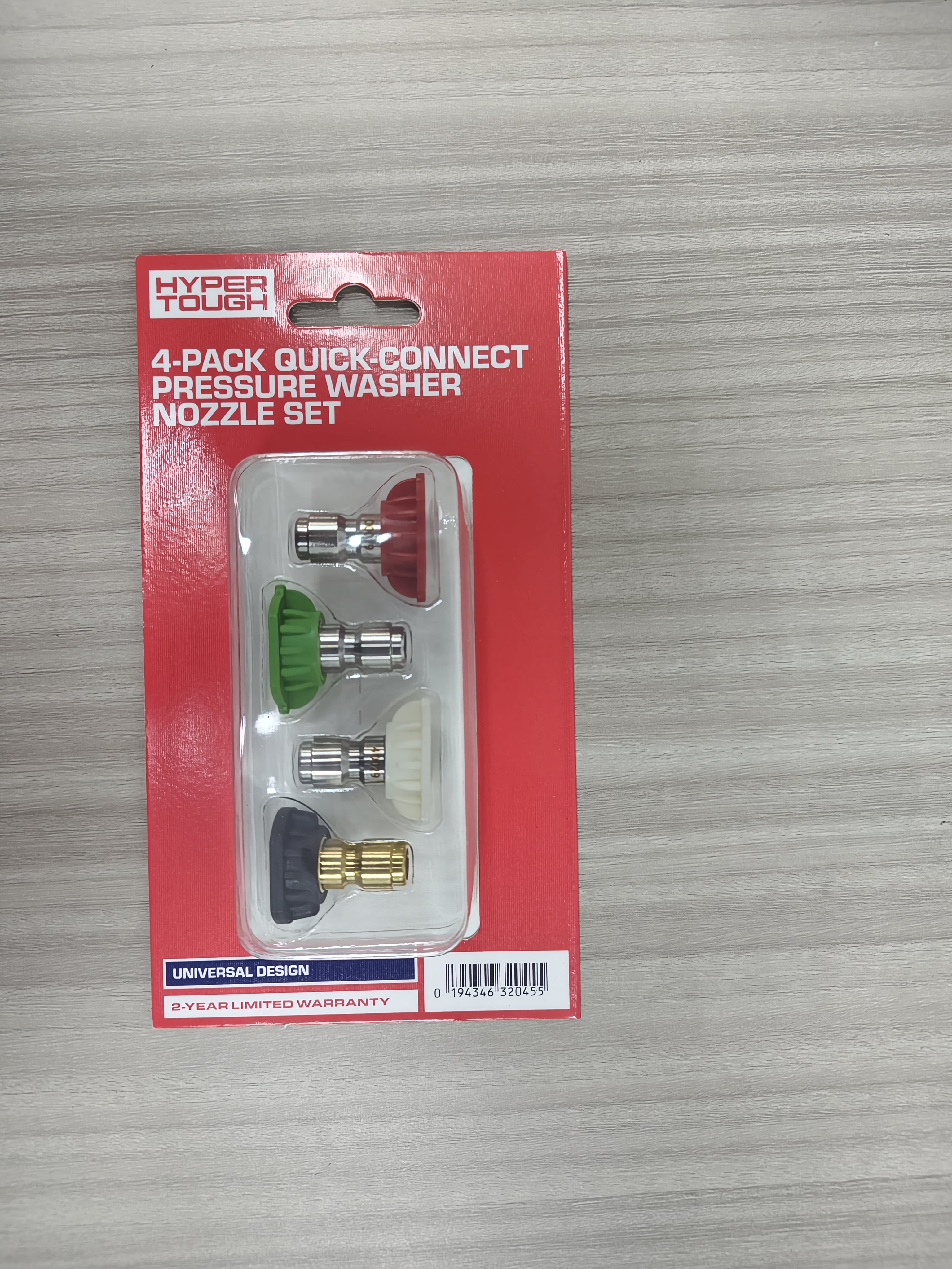 Hyper Tough Universal 1/4" Quick Connect Pressure Washer Nozzle Tips Pack, 4 piece set