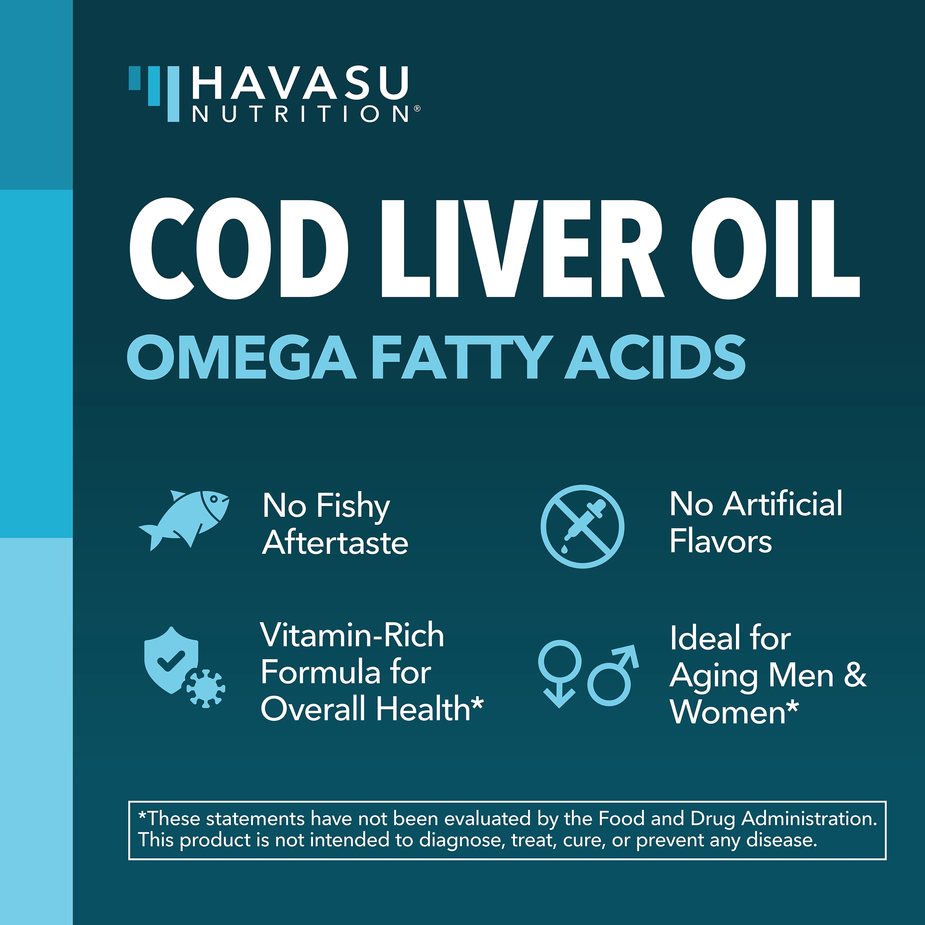 Havasu Nutrition Cod Liver Oil Softgels with Omega 3, EPA, & DHA, Fish Oil with Vitamins A and D3, 1000mg, 180 Count