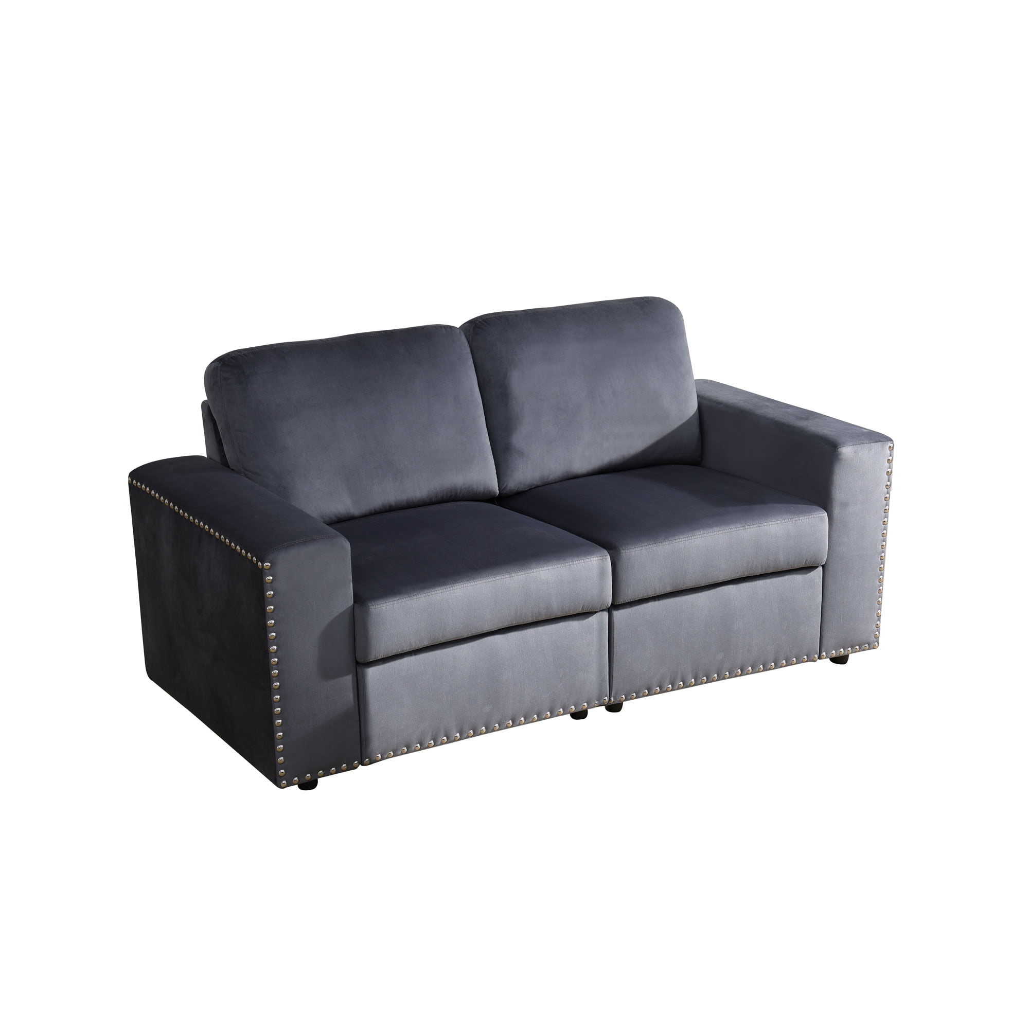MAYEERTY Modular Loveseat Sofa Couch with Nailhead Trim & Anti-Insect Solid Wood Frame for Living Room, Dark Grey