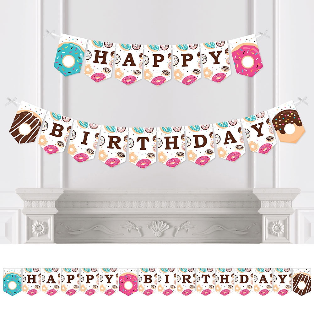 Donut Worry, Let's Party - Birthday Party Bunting Banner - Birthday Party Decorations - Happy Birthday