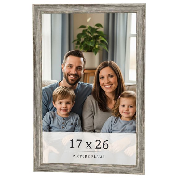 Barnwood Grey 17x26 Grey Picture Frame - Wood Picture Frame Complete with UV Acrylic, Foam Board Backing & Hanging