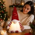 thumbnail image 6 of Christmas Decorations Indoor Outdoor, Light Up Sequin Christmas Gnome with Glowing Beard, Faceless Swedish Tomte Decor for Shelf, Mantel, Tabletop, 6 of 8