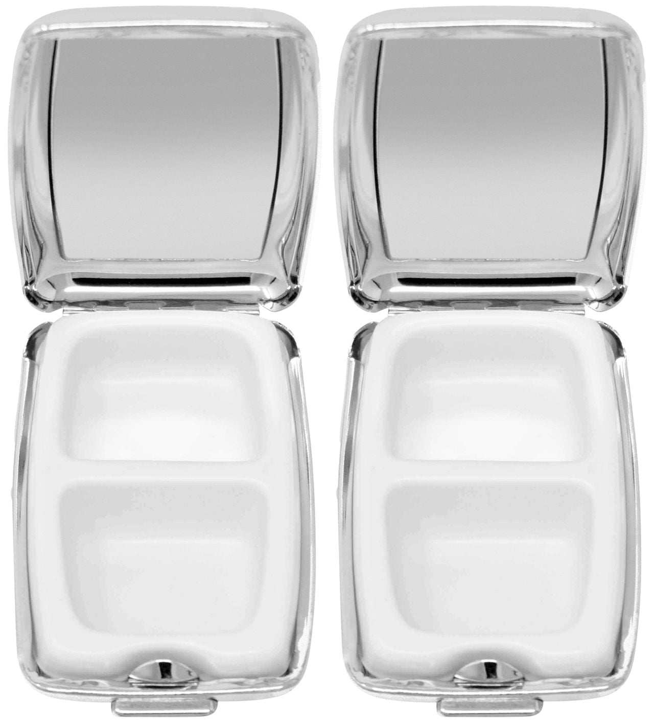 Set of 2 Etched Rectangular Pocket Purse Pill Box & Organizer With Dual Compartments (Lined - Engraveable)
