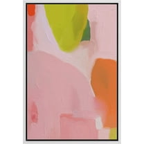 IDEA4WALL Framed Canvas Print Vibrant Pink Orange Pastel Watercolors Abstract Wall Art Modern Artwork Decor Bohemian Colorful Relax/Zen for Living Room, Bedroom - White 24"x36"