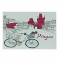 thumbnail image 1 of Prague Cutting Board, Romantic Style Composition with Girl on a Bicycle Hand Drawn Arrangement, Decorative Tempered Glass Cutting and Serving Board, in 3 Sizes, by Ambesonne, 1 of 2