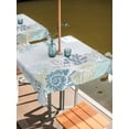 thumbnail image 2 of Outdoor Tablecloth with Umbrella Hole for Patio/Picnic/Party/Camping, Summer Marine Life Waterproof Table Cloth Square Cover Washable, Ocean Coastal Weeping Corals Starfish (54"x 54"), 2 of 9
