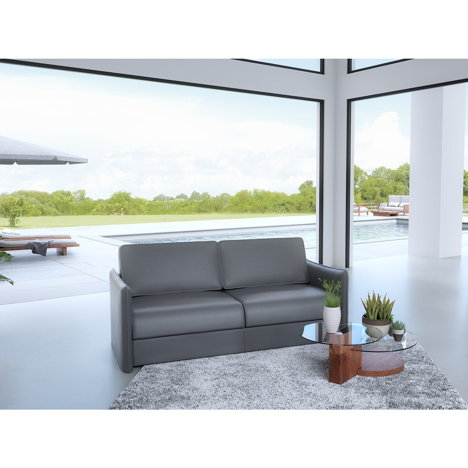 Casabianca Furniture Benz Queen Size Sofa Bed In Gray Top Grain Leather