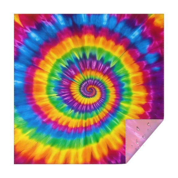 Rainbow Tie Dye Mandala Pattern Square Tablecloth,Waterproof Square Table Cover,Wipeable Spillproof Washable Table Cover for Home Kitchen Party Decor 42"X42"(107x107cm)