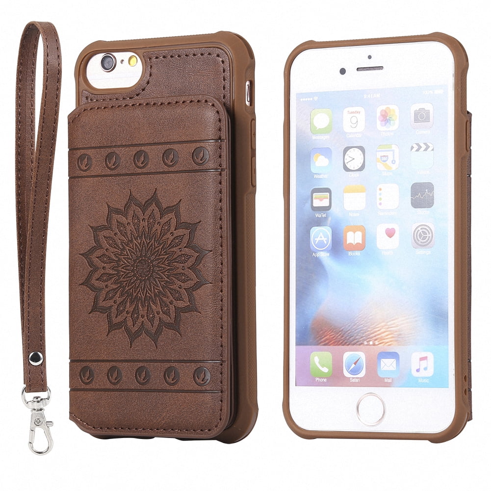 Iphone 8 Rose Gold Iphone 8 Case Iphone 7 Case Wallet Case Pu Leather Case Floral Tree Cat Embossed Purse With Kickstand Flip Cover Card Holders Hand Strap For Iphone 7 4 7 Inch Office Supplies