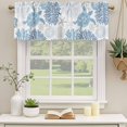 thumbnail image 2 of Navy Blue Coastal Turtle Curtain Valances for Windows, Kitchen Valance Window Treatments Panel 2 Pack, Ocean Coral Nautical Rod Pocket Short Curtains for Bathroom Bedroom 54 x 18 Inch, 2 of 8
