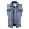 thumbnail image 3 of Made by Olivia Women's Junior Fit Sleeveless Button up Jean Denim Jacket Vest, 3 of 7